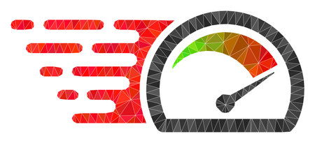 Lowpoly polygonal speed gauge icon illustration. Vector speed gauge icon filled using triangles....