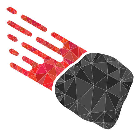 Low-Poly triangulated stone meteorite symbol illustration. Vector stone meteorite icon is filled using triangles. Low-poly stone meteorite constructed with chaotic triangles.のイラスト素材