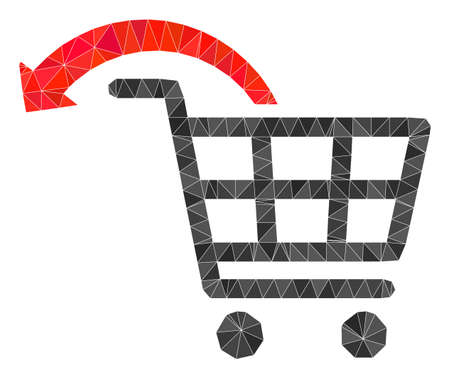 Lowpoly triangulated undo shopping order icon illustration. Vector undo shopping order icon is filled with triangles. Low-poly undo shopping order is combined of randomized triangles.のイラスト素材