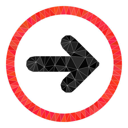 Low-Poly triangulated right pointer icon illustration. Vector right pointer icon is filled using triangles. Low-poly right pointer is constructed with chaotic triangles.のイラスト素材