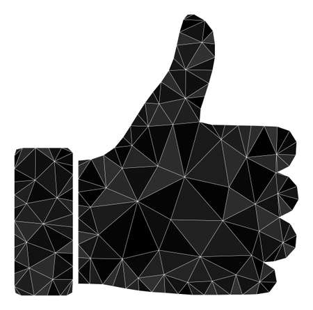 Low-Poly polygonal thumb up icon illustration. Vector thumb up icon is filled with triangles. Lowpoly thumb up is designed with chaotic triangles.のイラスト素材