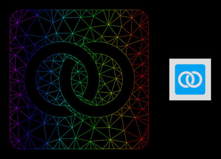 Spectrum gradient mesh wedding rings icon. Geometric carcass 2D net based on wedding rings icon, generated with triangle mesh net, with spectrum gradient.のイラスト素材