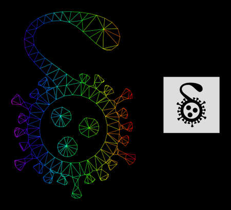 Spectral gradient mesh Delta virus icon. Geometric carcass flat net based on Delta virus icon, generated with triangle mesh carcass, with rainbow gradient.のイラスト素材