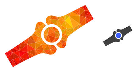 lowpoly artificial bone joint icon with orange colorful gradient. Triangulated fire colored artificial bone joint polygonal 2d illustration.のイラスト素材