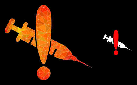 Low-poly danger vaccine icon with orange colored gradient. Triangulated fire colored danger vaccine polygonal icon illustration.のイラスト素材