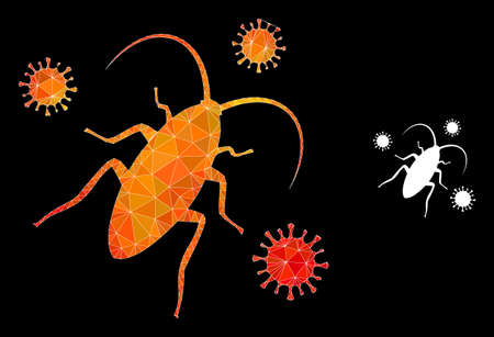 lowpoly cockroach infection icon with orange colorful gradient. Triangulated orange colored...