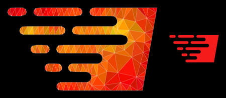 Low-poly fast effect icon with flame vibrant gradient. Triangulated orange vibrant fast effect...