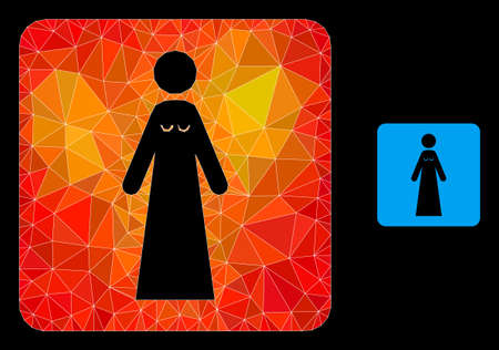 lowpoly bride icon with orange colorful gradient. Triangulated orange colored bride polygonal icon illustration. Polygonal bride vector is designed of scattered vibrant triangles.のイラスト素材