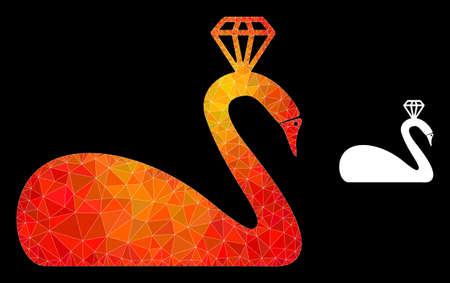 lowpoly crowned swan icon with orange colored gradient. Triangulated orange vibrant crowned swan polygonal icon illustration.のイラスト素材