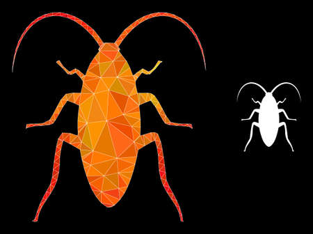 lowpoly cockroach icon with orange colorful gradient. Triangulated fire colored cockroach polygonal icon illustration. Polygonal cockroach vector designed with scattered colorful triangles.のイラスト素材