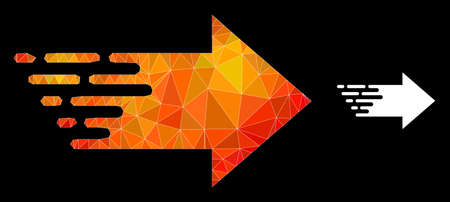Low-poly right arrow icon with flame colorful gradient. Triangulated flame colored right arrow...