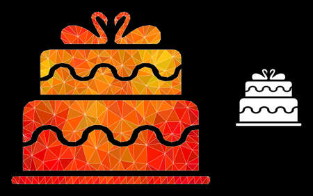 lowpoly marriage cake icon with flame colored gradient. Triangulated flame colored marriage cake polygonal icon illustration.のイラスト素材