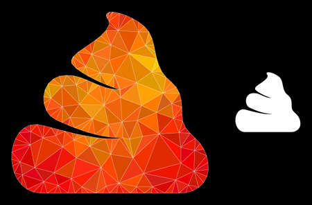lowpoly shit icon with flame vibrant gradient. Triangulated flame colorful shit polygonal symbol illustration. Polygonal shit vector is combined from randomized colorful triangles.のイラスト素材