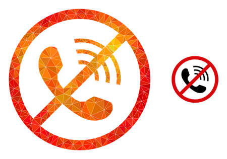 Low-poly no phone calls icon with flame colored gradient. Triangulated orange colorful no phone calls polygonal icon illustration.のイラスト素材