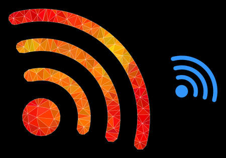 Low-poly internet source icon with fire colored gradient. Triangulated fire vibrant internet source polygonal icon illustration.のイラスト素材