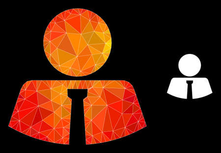 Low-poly mister icon with flame vibrant gradient. Triangulated flame vibrant mister polygonal icon illustration. Polygonal mister vector is combined with random vibrant triangles.のイラスト素材