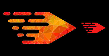 lowpoly movement right icon with orange vibrant gradient. Triangulated orange colored movement right polygonal symbol illustration.のイラスト素材