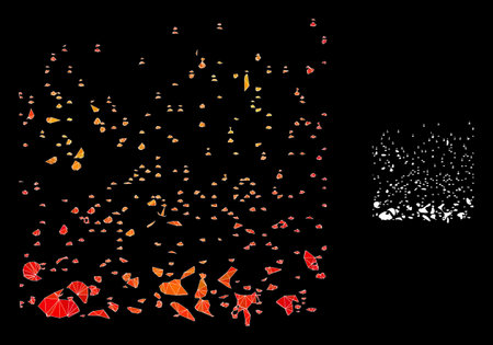 lowpoly powder participles icon with fire colored gradient. Triangulated fire colored powder participles polygonal icon illustration.のイラスト素材