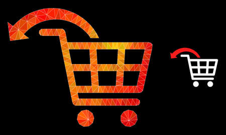 lowpoly undo shopping order icon with flame vibrant gradient. Triangulated orange colorful undo shopping order polygonal icon illustration.のイラスト素材