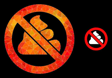 Low-poly forbidden shit icon with flame colored gradient. Triangulated fire colorful forbidden shit polygonal icon illustration.のイラスト素材