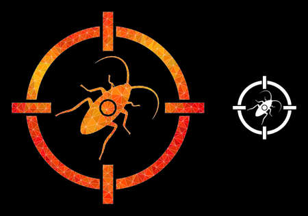 lowpoly target cockroach icon with flame colored gradient. Triangulated flame vibrant target...