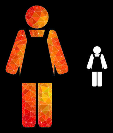 lowpoly worker person icon with orange colorful gradient. Triangulated orange colorful worker person polygonal symbol illustration.のイラスト素材