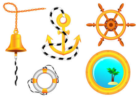 Nautical and adventure icons collection for design  Sailing icon set   Marine sign  Vector illustration のイラスト素材