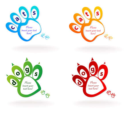 speech bubble pets  footprint cat and dog  Vectorのイラスト素材