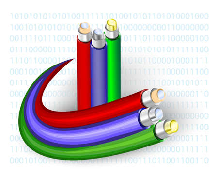 optical fibre. Cable on a binary code backgroundのイラスト素材
