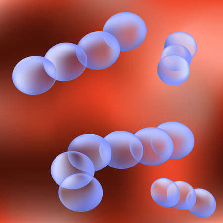 bacteria Streptococcus on red background