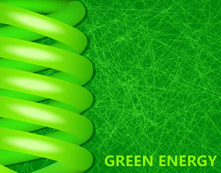 ecological lightbulbs on a green background; environmental design.のイラスト素材