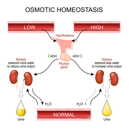 Osmotic balance. Homeostasis. Osmoregulation. Body water regulation. Vector posterのイラスト素材