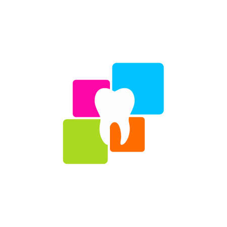 dental tooth square colored technology iconのイラスト素材