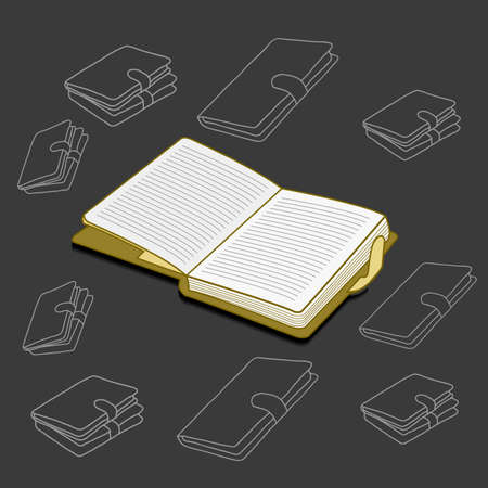 Book agenda business study vector illustration on black background.のイラスト素材