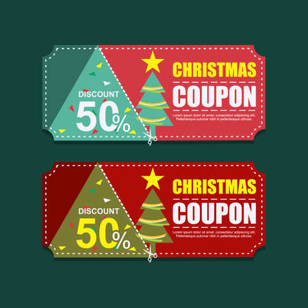 christmas coupon gift discount templateのイラスト素材