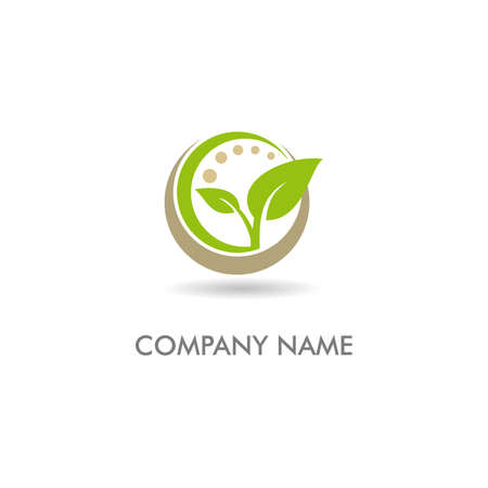 A green leaf organic vector logo on plain backgroundのイラスト素材