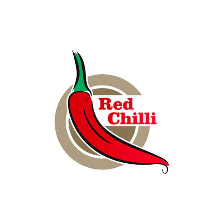 Red chilli vector logo.のイラスト素材