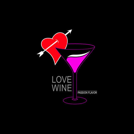 wine love passion vector logoのイラスト素材