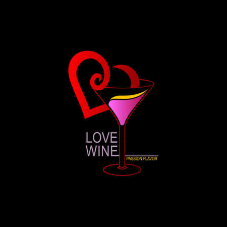 wine love vector design logoのイラスト素材