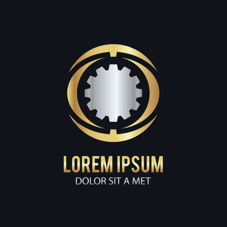 Gold gear technology logoのイラスト素材