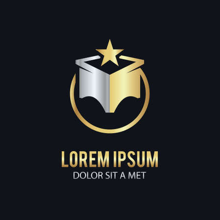 Gold round star emblem company logoのイラスト素材