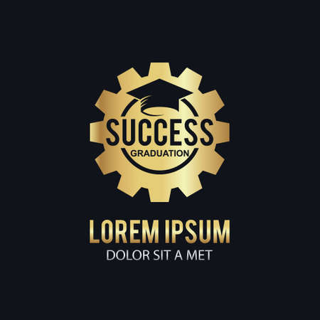 Gold success graduation hat logoのイラスト素材