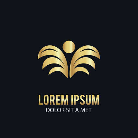 Gold abstract wing vector logoのイラスト素材