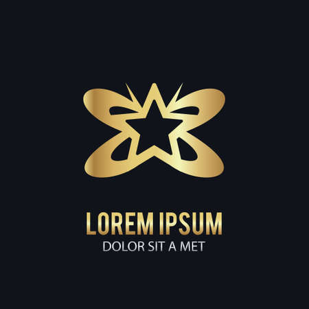 gold star butterfly iconのイラスト素材