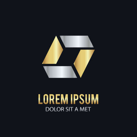 square shape gold company logoのイラスト素材