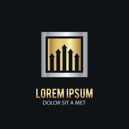 gold square arrow business logoのイラスト素材