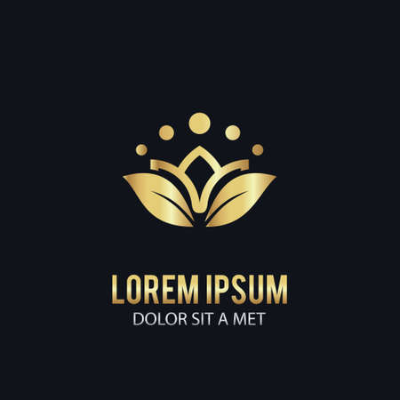 beauty gold lotus flower illustration.のイラスト素材