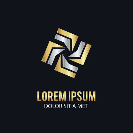 gold circle shape logoのイラスト素材