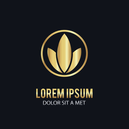 gold lotus flower logoのイラスト素材