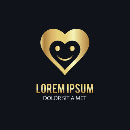 Gold love smile logoのイラスト素材